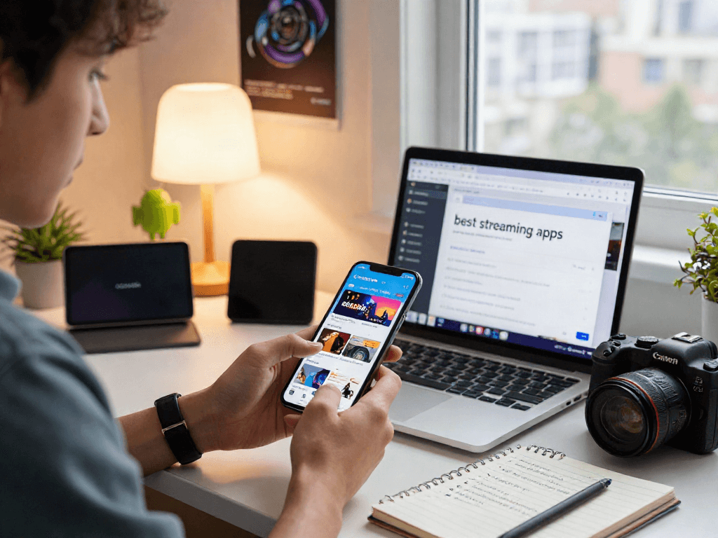 Explore the cocoflix apk interface as a user engages with vibrant streaming content on a smartphone.