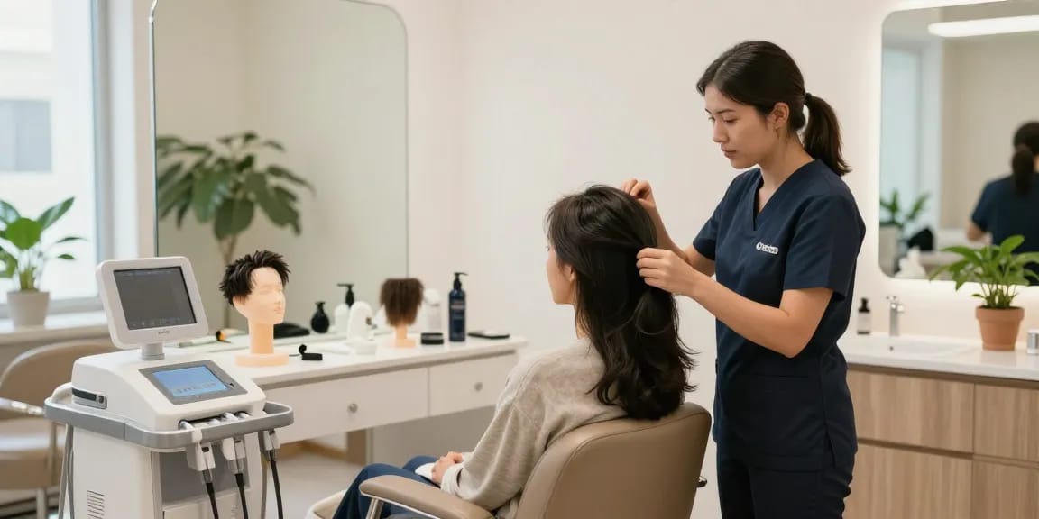 Discussing hair transplant turkey price during a consultation at a modern clinic