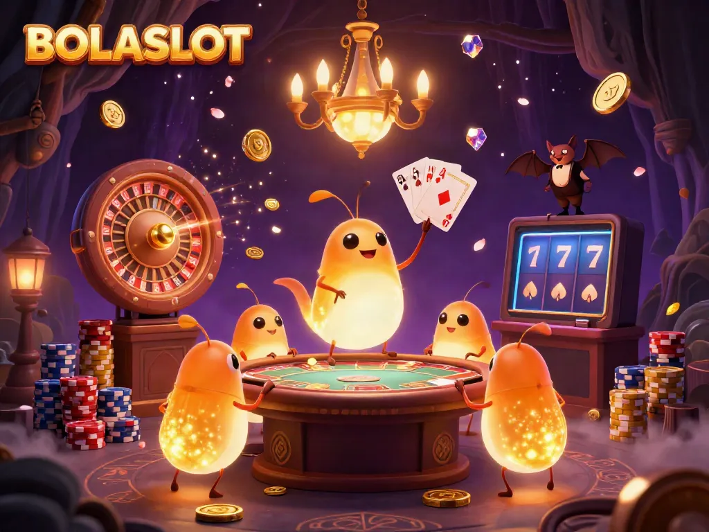 Experience thrilling gameplay at BOLASLOT with glowworms lighting up a cave-style casino.