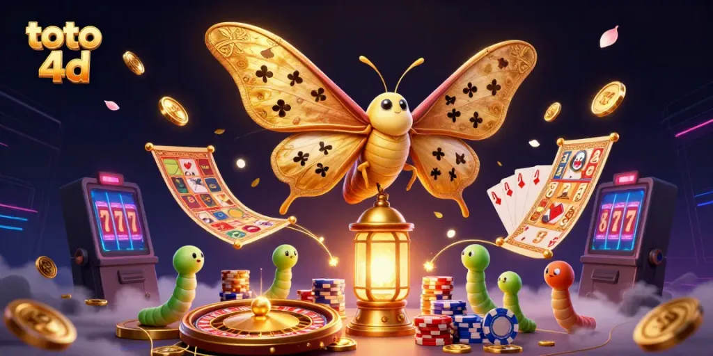 Immerse in toto 4d excitement with this vibrant 3D illustration featuring captivating lottery themes and rich casino elements.