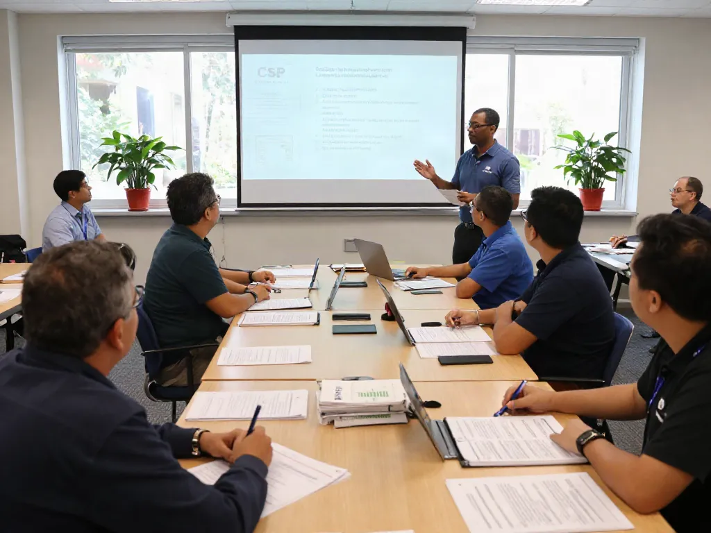 CSP Certification training session with diverse safety professionals engaged in learning.