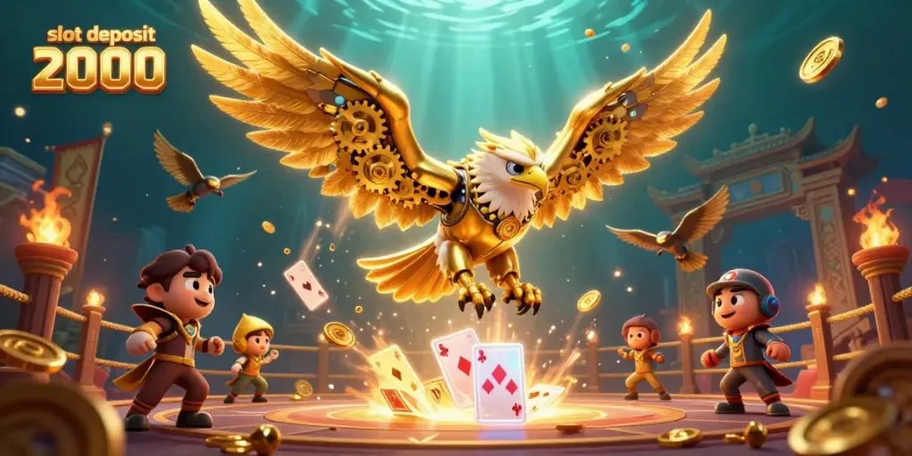 Experience thrilling gameplay with slot deposit 2000 in a vibrant casino illustration.