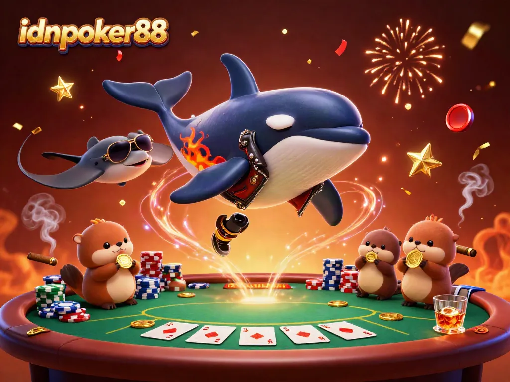 Engage with idnpoker88 at the poker table featuring colorful chips and dynamic casino action.