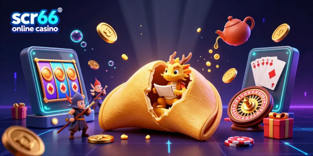Experience the thrill of scr66 online casino with colorful slots, golden dragons, and dynamic gaming elements.