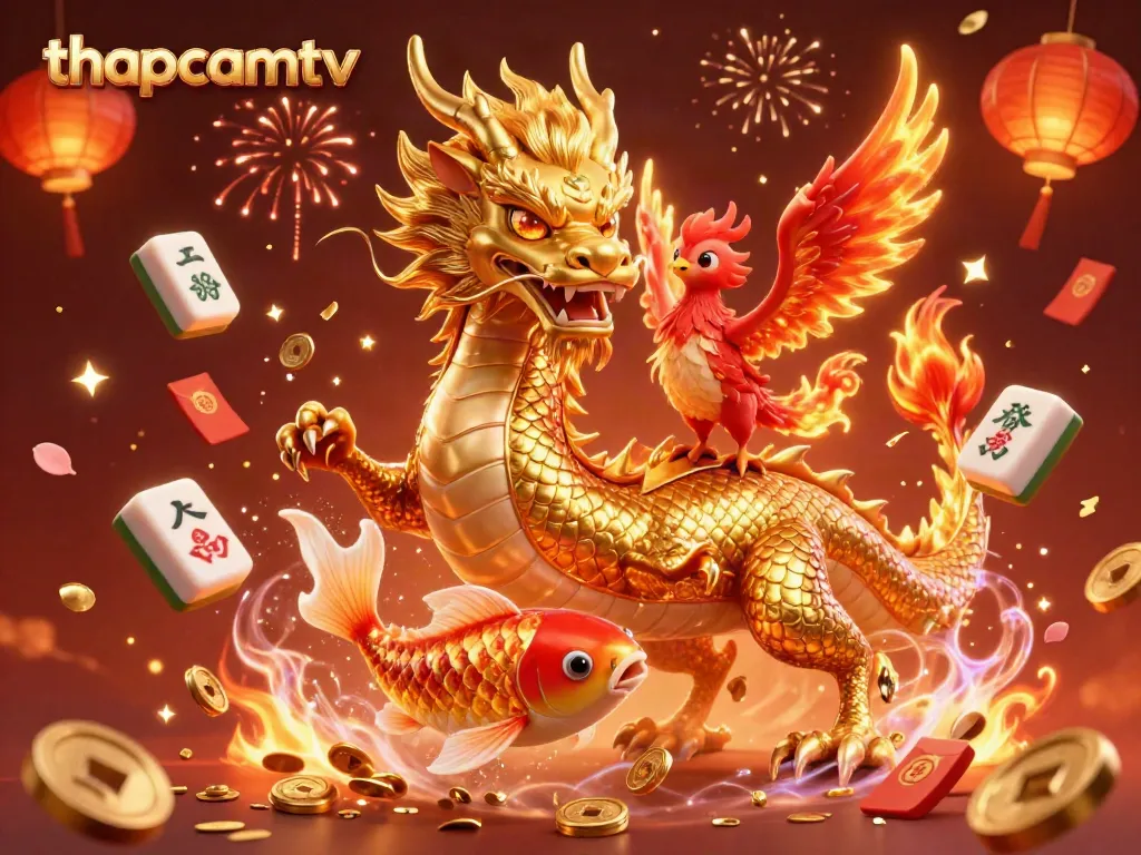 Experience thrilling sports betting with thapcamtv as golden dragon and phoenix soar over dynamic casino elements.