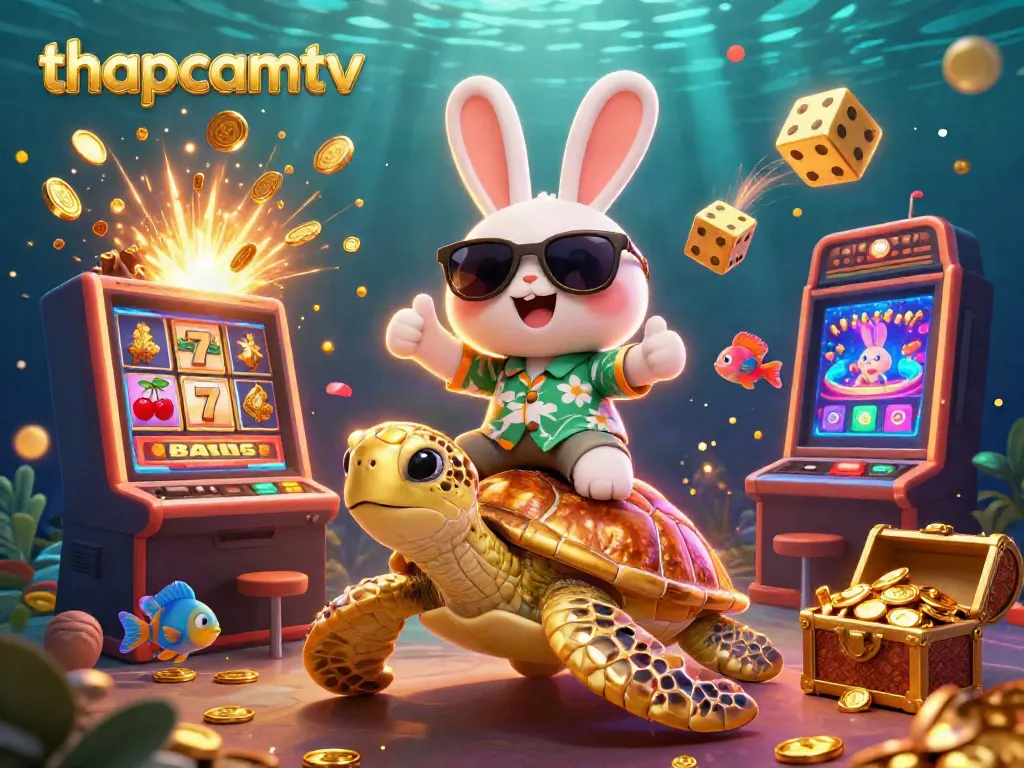 Experience thapcamtv with an adorable rabbit, golden sea turtle, and exciting casino elements
