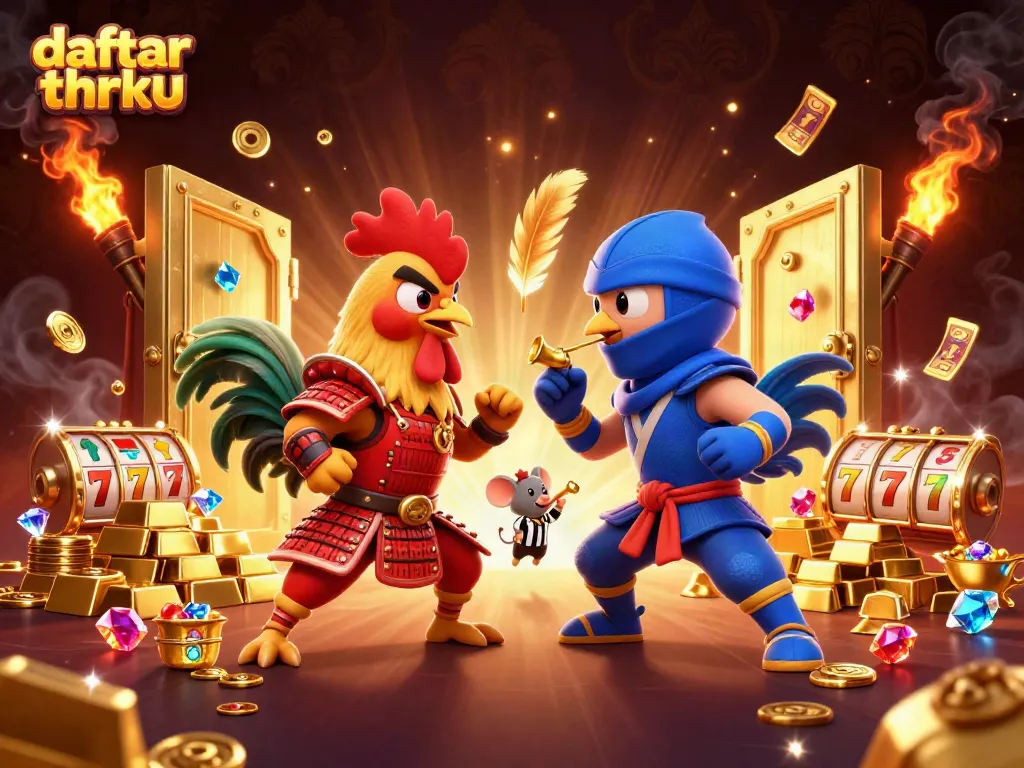 Engage with daftar thrku through thrilling cockfights and jackpot opportunities in a vibrant casino backdrop.