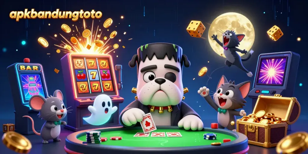 Engage in thrilling gameplay at apkbandungtoto featuring dynamic characters surrounded by vibrant casino elements.