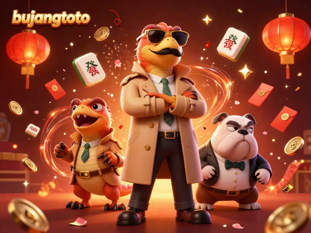 Join the fun at bujangtoto with three raptors hilariously disguised, ready to play in a VIP casino lounge.