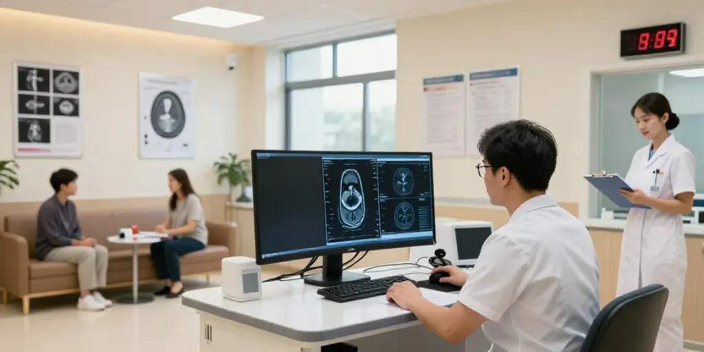 Röntgenreizbestrahlung in der Nähe: Diagnostikzentrum mit modernen medizinischen Geräten und Patientenberatung.