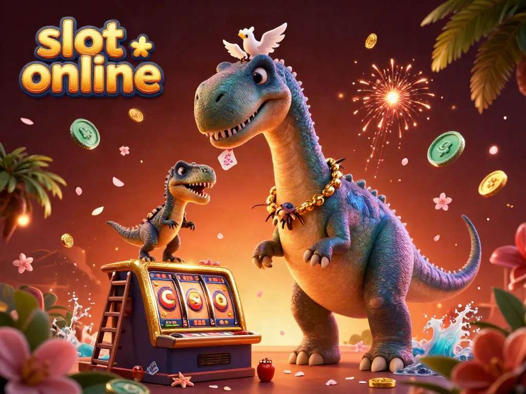Experience thrilling slot online action with our animated dinosaur and raptor at the casino.