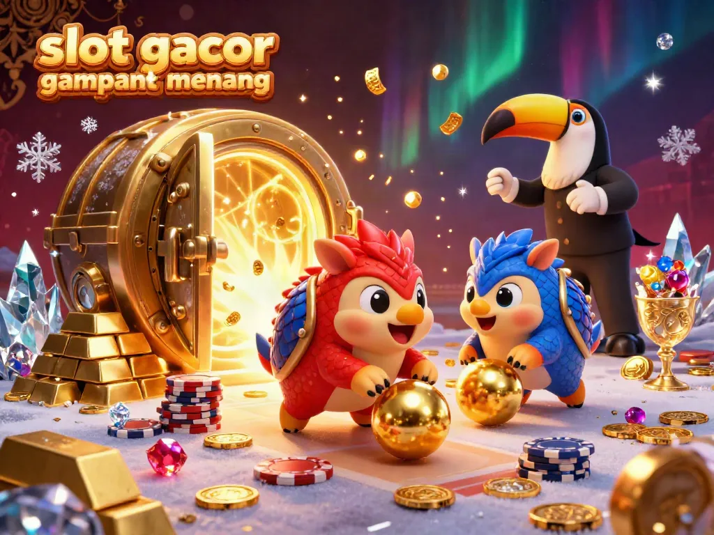 Experience thrilling action with slot gacor gampang menang as rival pangolins bowl through poker chips amid treasures and confetti.