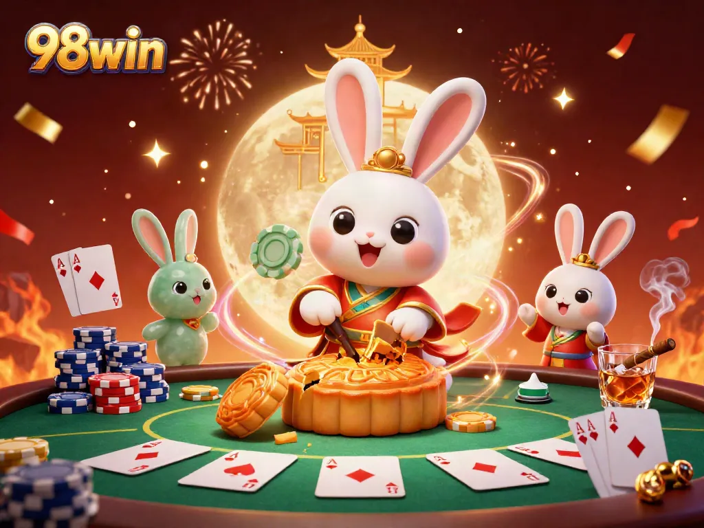 Win big with 98win at an exciting poker scene featuring vibrant casino elements.