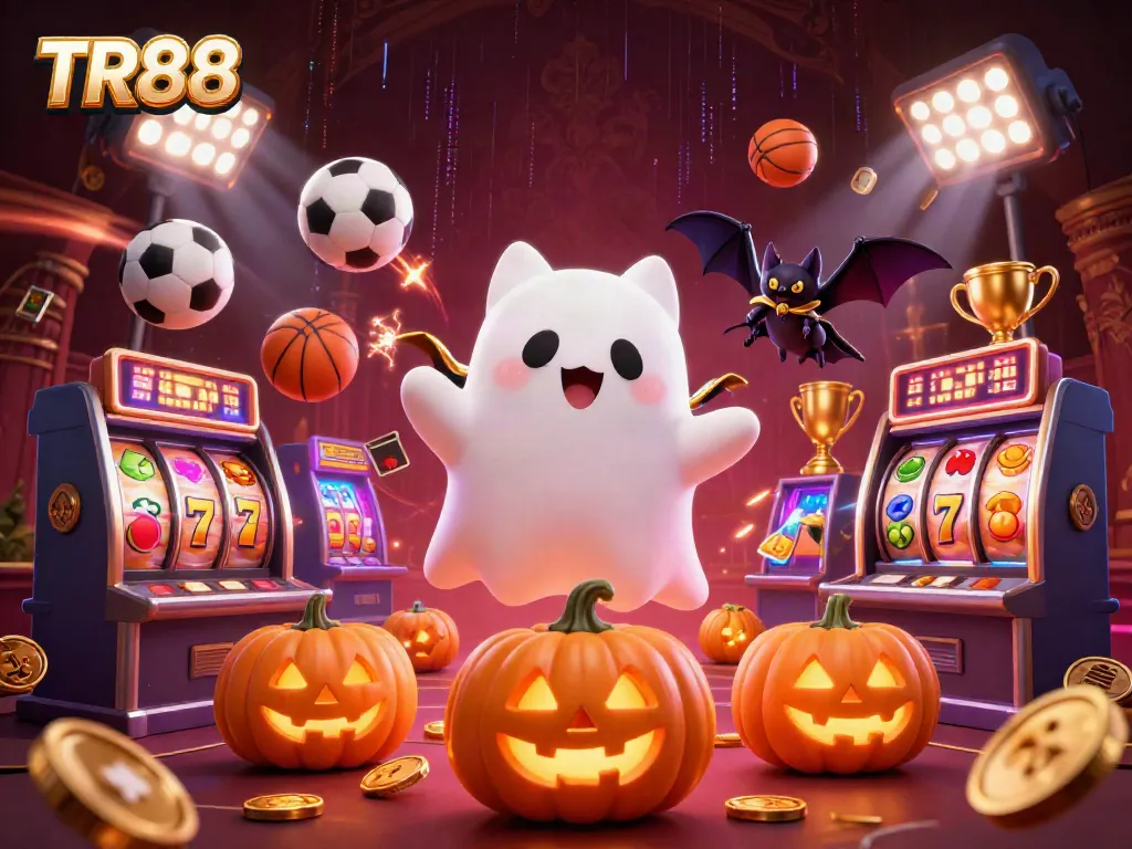 Engage in the thrilling casino world of TR88 with vibrant characters and slot elements in action.