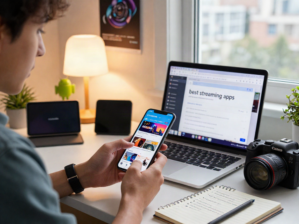 Explore the cocoflix apk interface as a user engages with vibrant streaming content on a smartphone.