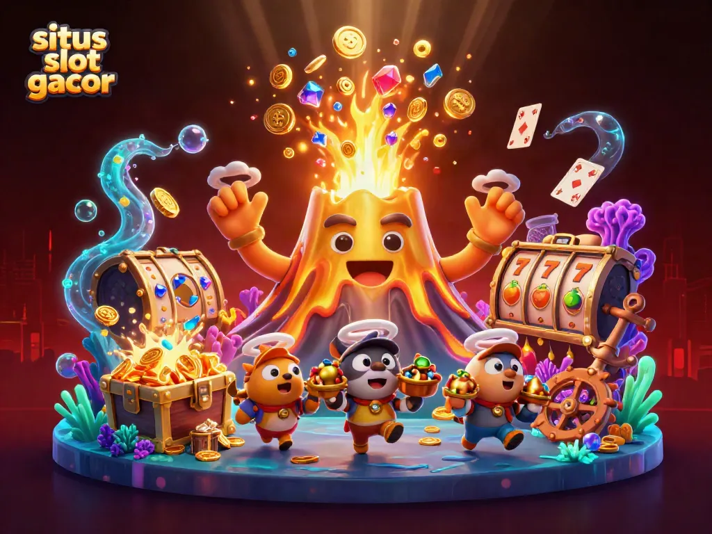 Experience the excitement of situs slot gacor with thrilling animated treasures and vibrant casino elements.
