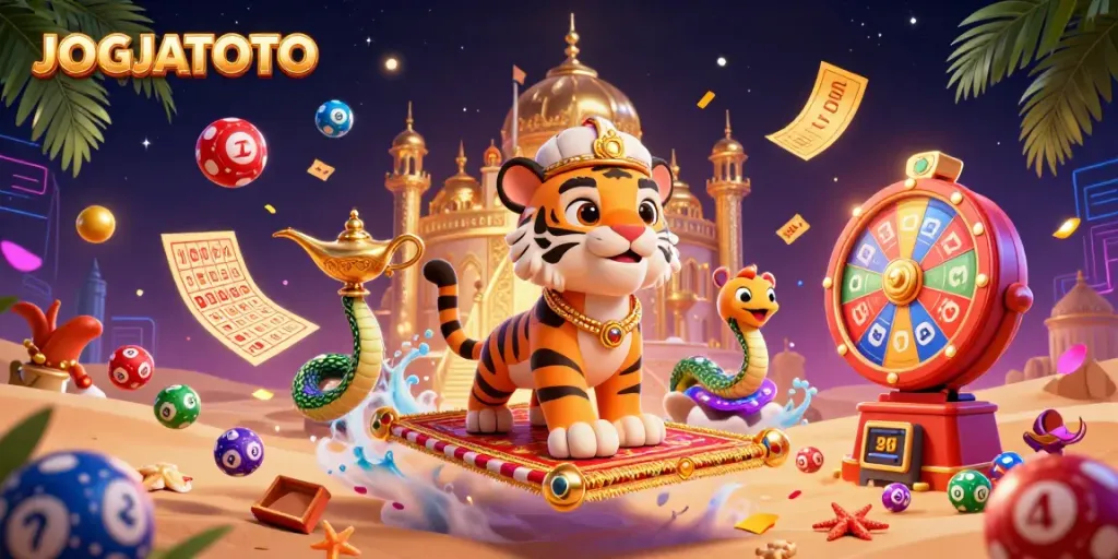 Experience thrilling gameplay with JOGJATOTO's vibrant casino elements and characters.