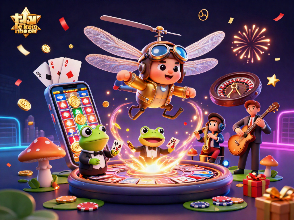 Engage with ty le keo nha cai while enjoying a vibrant casino scene featuring unique characters and dynamic game elements.