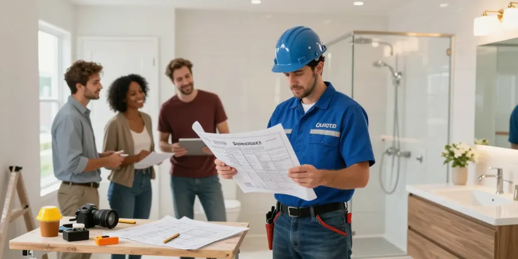 Bathroom remodel company providing trusted local services, professional contractor working on modern renovations in Seattle.