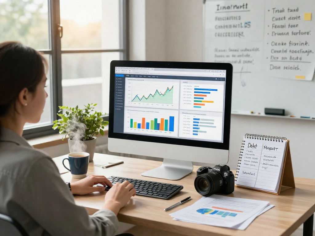 Individual consulting on credit management in a welcoming home office.
