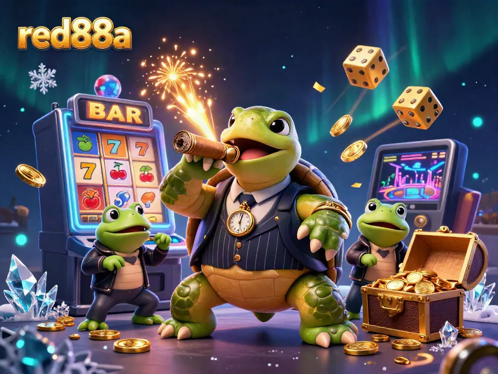 Experience thrilling gaming excitement at red88a with a vibrant casino scene featuring characters and gambling elements.
